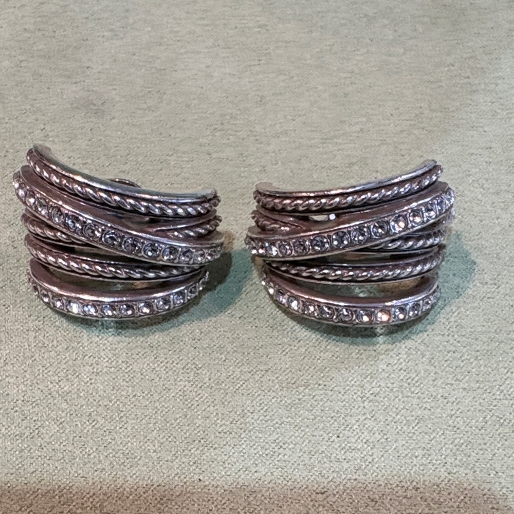 Brighton Silver Crystal Hoop Earrings
